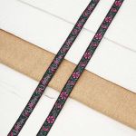 Лента (тесьма) жаккардовая 10.0 мм / 20.12 метра, черный/цикламен, 1172