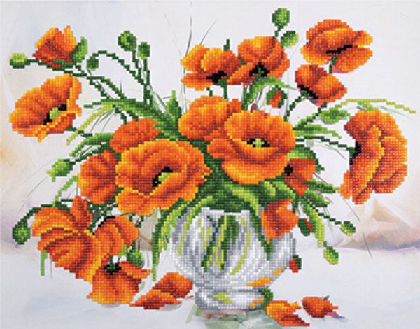 Алмазная (кристальная) мозаика Фрея, Маки, 26,5х34 см