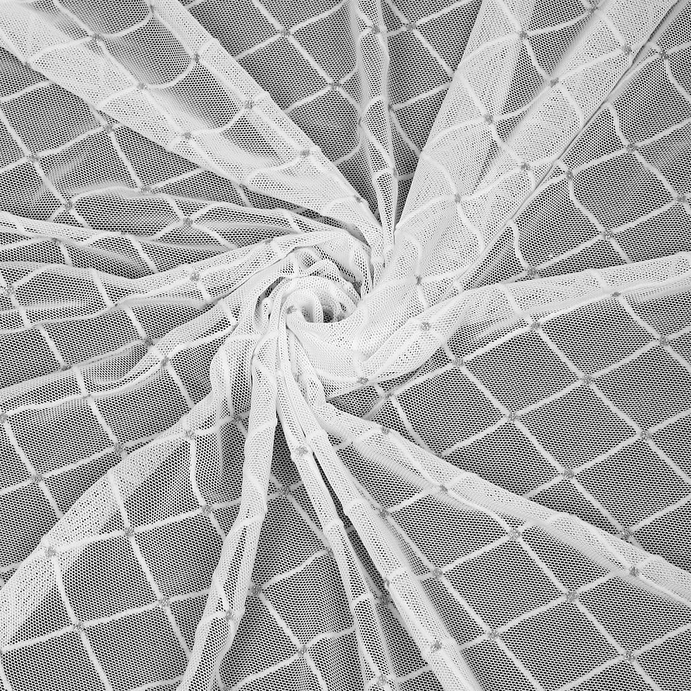 Сетка бельевая эластичная 85 г/м², шир.150 см / 1 метр, с флоком TBY.SZ030218, цв.белый /SZ030218.21/1/