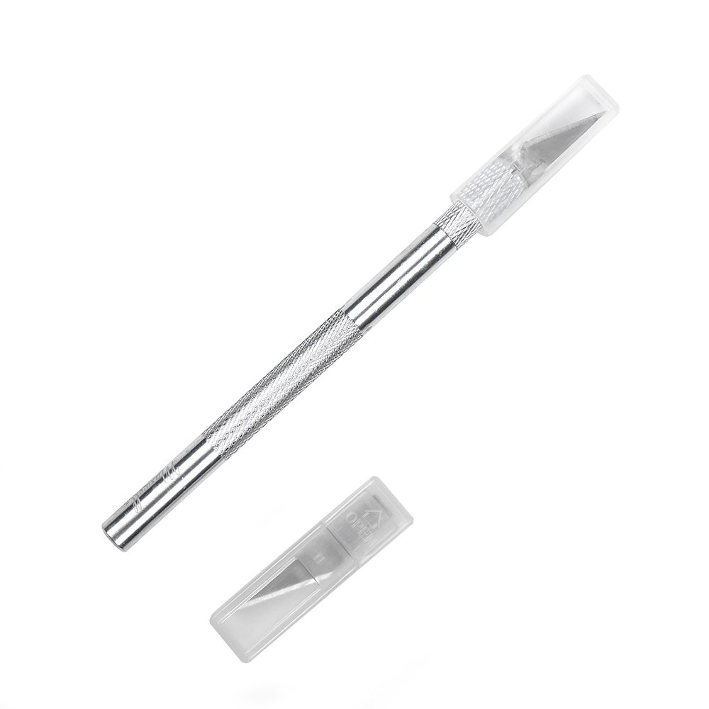 Нож макетный цанговый, алюминий + 5лезвий цв. серебро