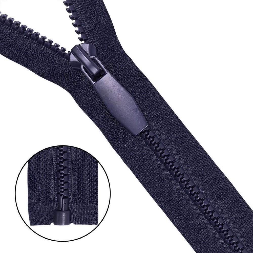 Молния трактор Т5 (5 мм) 1 зам., разъем., 70 см, декоративное круглое звено, 233 т.синий, 5 шт