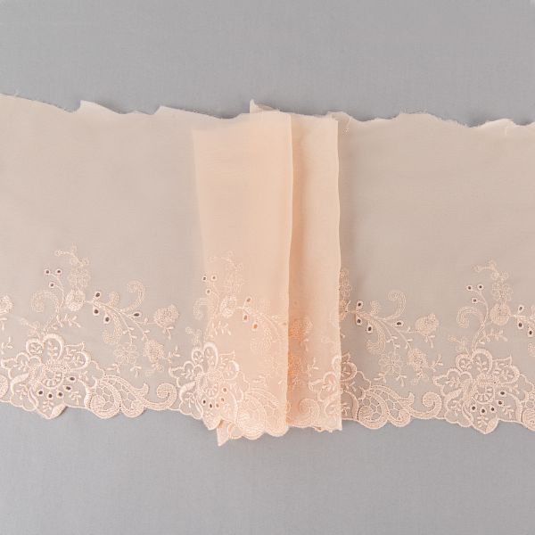 Кружево на сетке (шифон) 190 мм / 10 м, Турция, SF007BP (031) пудровый, Gamma SHKM-19002