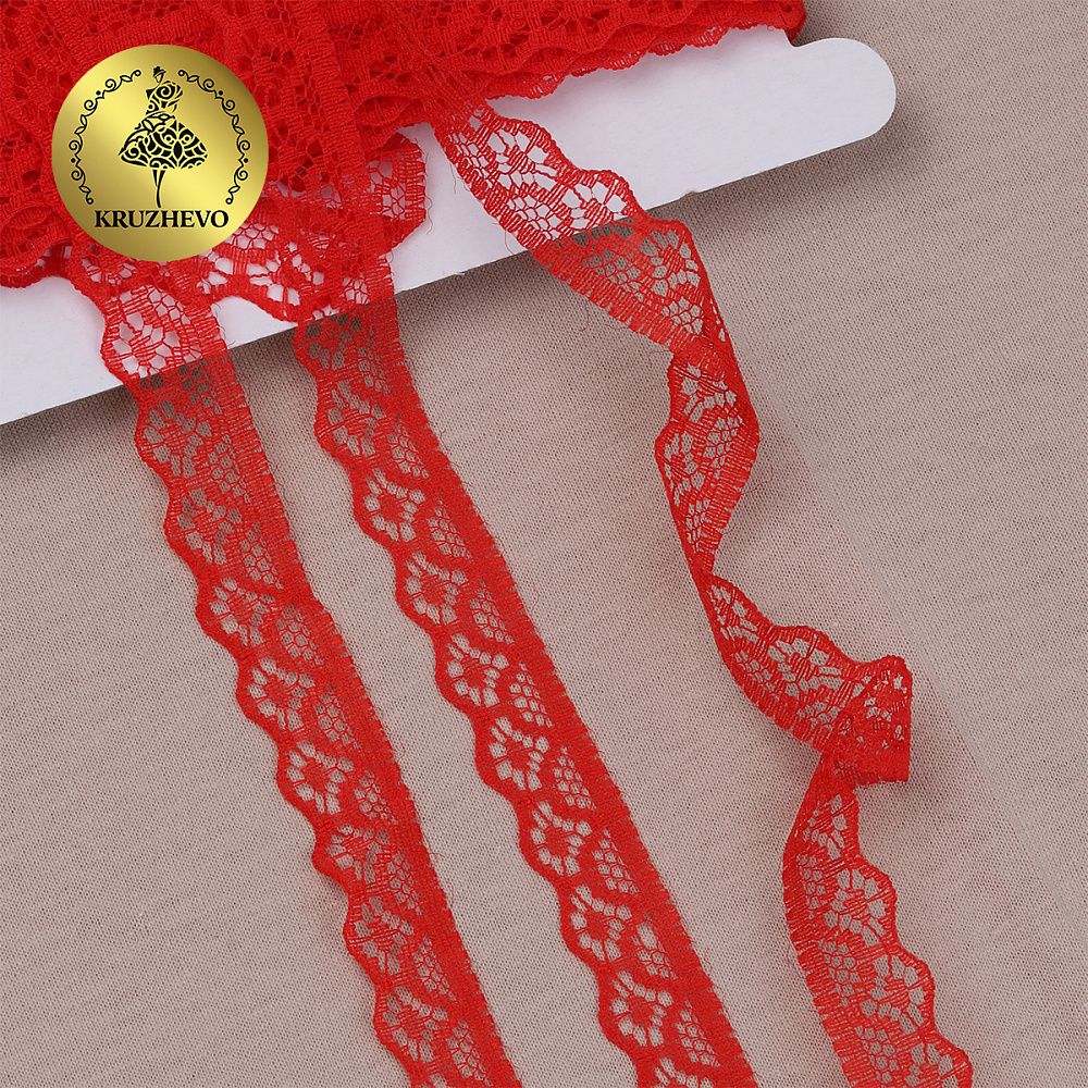 Кружево отделочное в стиле "трикотаж" 12 мм / 9.14 метров, TBY 150-2, цв.03 красный