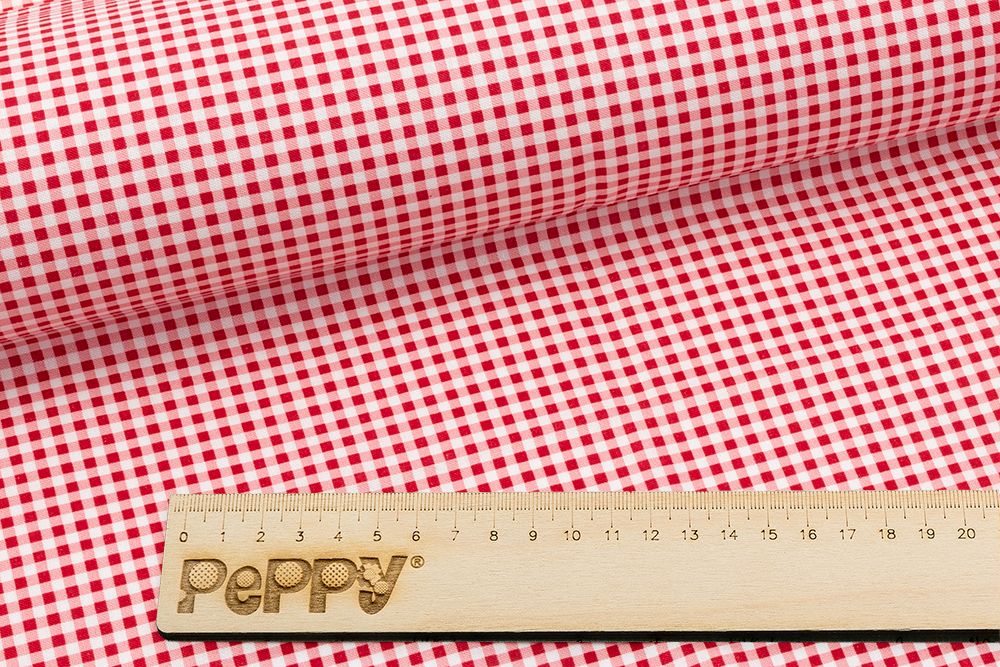 Ткань для пэчворка Peppy Бабушкин сундучок, отрез 50х55 см, 140 г/м², БС-49 клетка красный, Peppy
