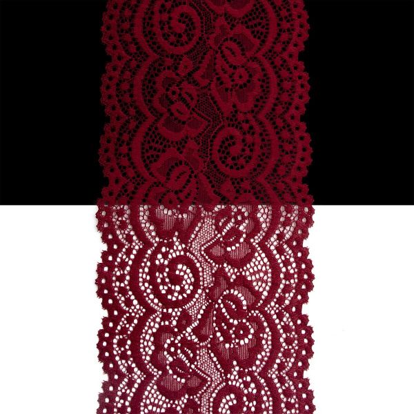 Кружево эластичное (стрейч) 100 мм / 3 метра, C520 темно-красный