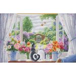 Набор для вышивания нитками Luca-S, Окно мечты, 49х32см