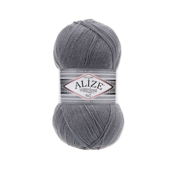 Пряжа Alize (Ализе) Superlana TIG / уп.5 мот. по 100 г, 570м, 087 угольно-серый A