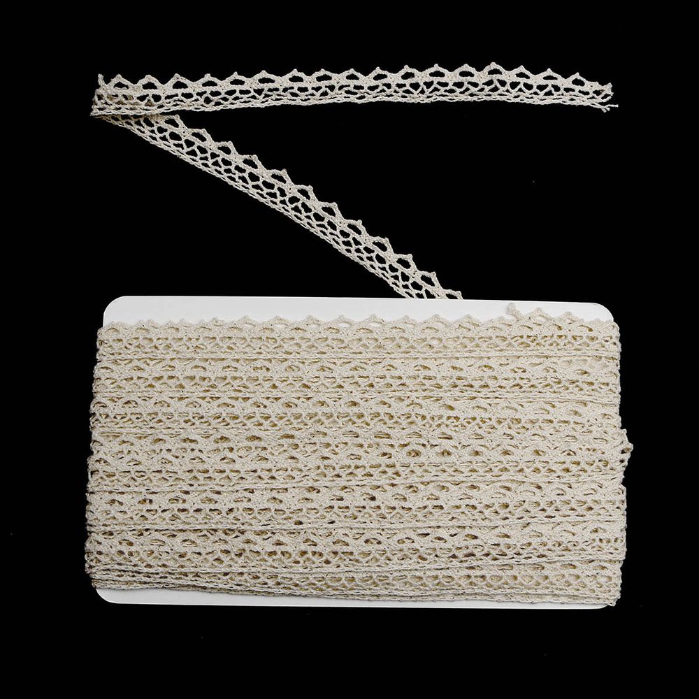 Кружево вязаное (тесьма) хлопковое 10 мм / 9.14 метров, бежевый