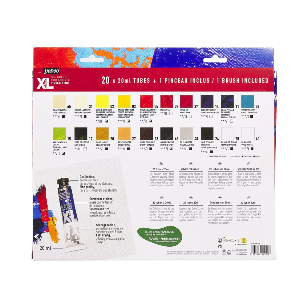 Краска масляная набор XL с кистью 20 цв. по 20 мл, Pebeo, 920226