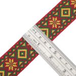 Лента (тесьма) жаккардовая 32.0 мм / 25±1 метров, рис. 9472, (красный/желтый/зеленый) С1853Г17