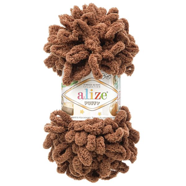 Пряжа Alize (Ализе) Puffy / уп.5 мот. по 100 г, 9м, 493 темно-коричневый