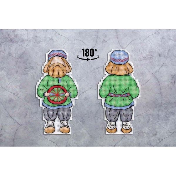 Набор для вышивания нитками МП Студия, пласт.канва Оберег Спиридон-солнцеворот 12х6 см