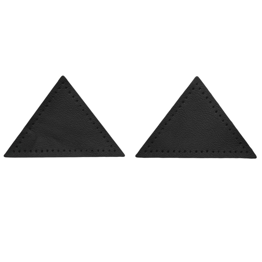 Заплатка пришивная кожа треугольник равнобедр., стор. 8см, с перфорацией, 2 шт, 100% кожа, 01 черный, 9903