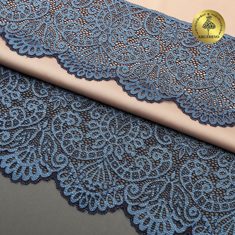 Кружево эластичное (стрейч) 110 мм, 40992PP цв.голубой уп.115м, Kruzhevo