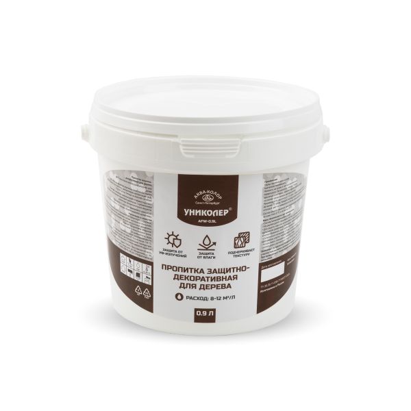 Пропитка защитно-декоративная для дерева Тик, 900 мл, Униколер, AFW-0.9L