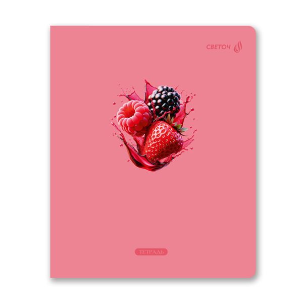 Тетрадь ученическая общая, выборочный лак, A5 96 л. на скобе 65 г/м², белизна 100% 5 шт клетка, 01532 Ягодный взрыв, Светоч Т80