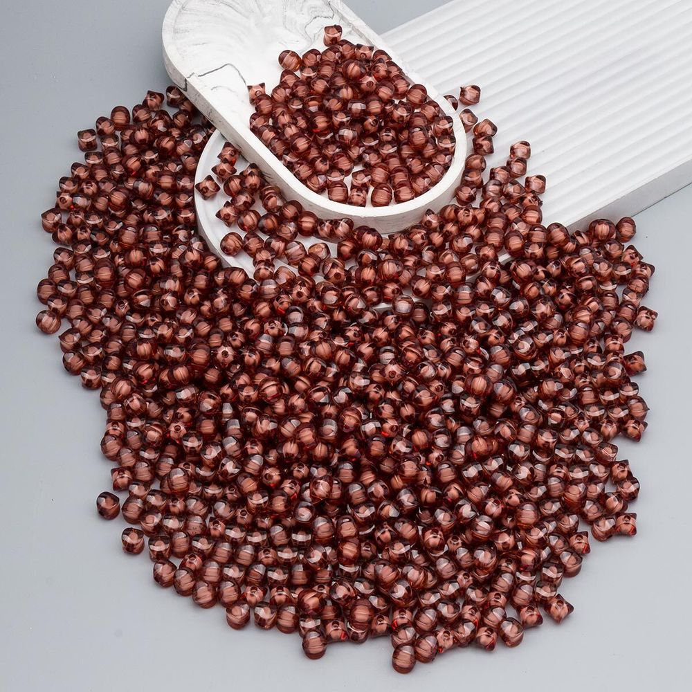 Бусины акрил ⌀10 мм, 500 г, в цвете с белой сердцевиной, мягкий куб, 52 коричневый, Astra&Craft LY-161