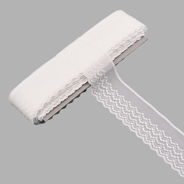 Кружево эластичное (стрейч) 40 мм / 13.72 метра, белый, 3AR3783