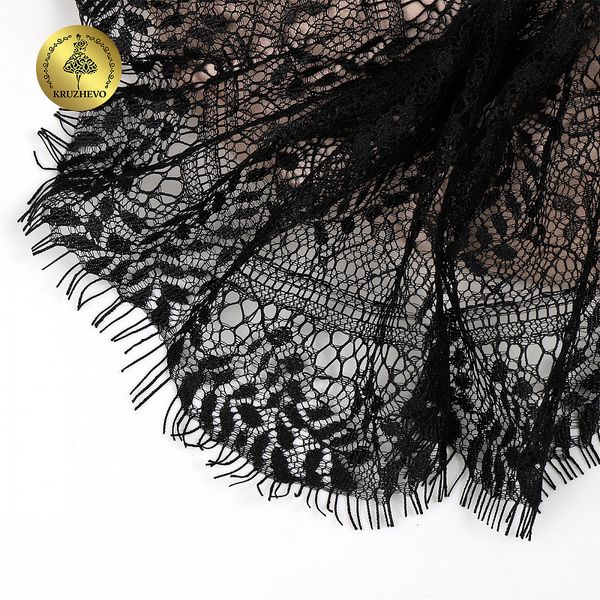 Кружево шантильи (реснички) 120 мм, цв.2 черный, 3 метра, Kruzhevo