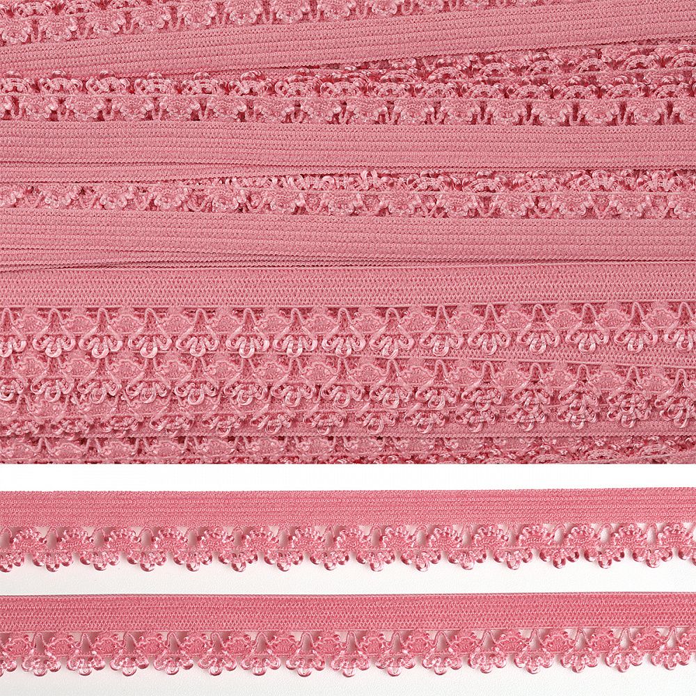 Резинка бельевая (ажурная) 12 мм / 100 метров, RB01137 F137 розовый