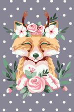 Картина по номерам Фрея, на картоне Лисичка в цветах, 20х30 см