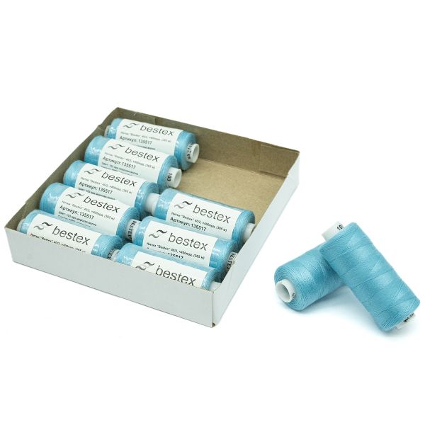 Нитки швейные бытовые Bestex 40/2, 365 м (400 ярд) / 10 кат., 103 светлая лазурь