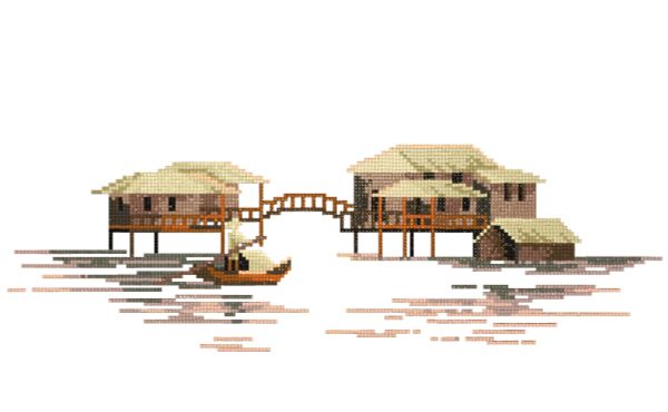 Алмазная (кристальная) мозаика Фрея, Азиатский пейзаж, 44х27 см