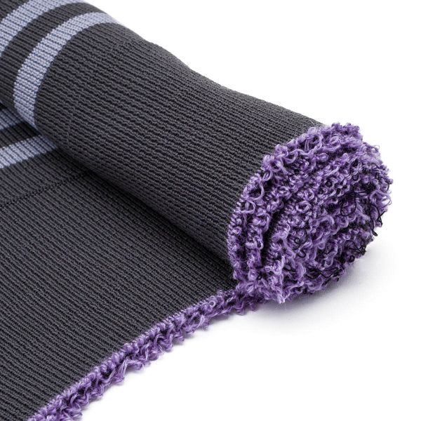 Подвяз средней плотности с полосками (100% полиэстер), 1*1, высота 14см (7см*2), длина 70-73см (8125/8126 т.серый с жемчуж. полосками)