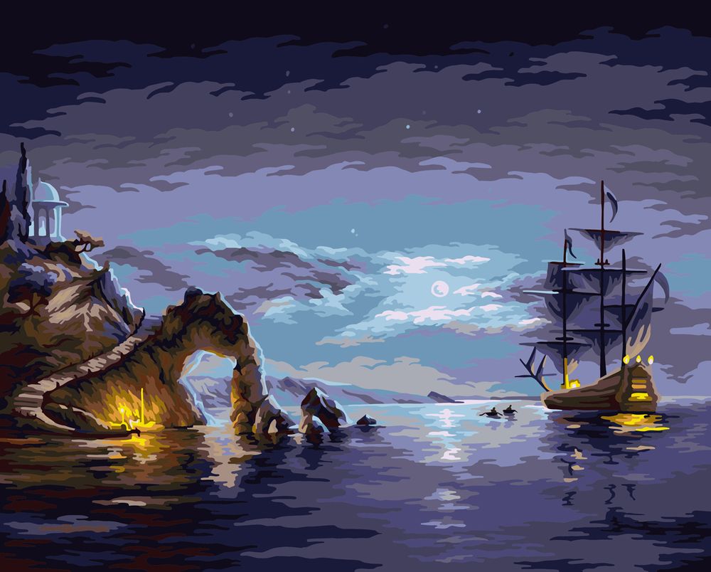 Картина по номерам Фрея, Лунная ночь, 50х40 см