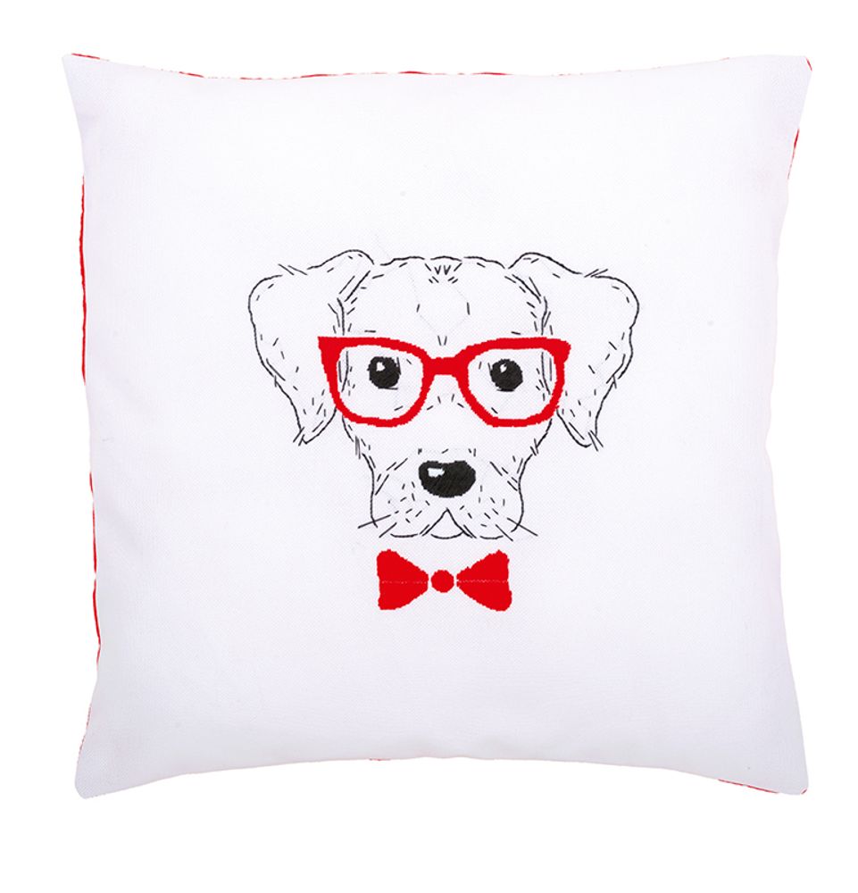 Vervaco, подушка Собака в красных очках, 40х40 см