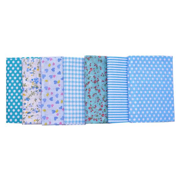 Набор тканей Голубой микс (100% хлопок), 50х50см, 7 шт, Astra&Craft, PAT07-03