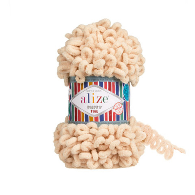 Пряжа Alize (Ализе) Puffy Fine / уп.5 мот. по 100 г, 14м, 310 шампань A