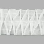 Лента (тесьма) шторная: сборка вафельная (1:4) 60 мм / 50 метров, (2 ряда петель, 3 шнура), белый, C2003