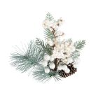 Веточка декоративная хвойная с шишкой и ягодами 37 см, 3 шт, 01, Blumentag