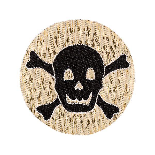 Термоаппликация №3/5, 5 шт, 3-21 Череп в круге черн/золото, Blitz