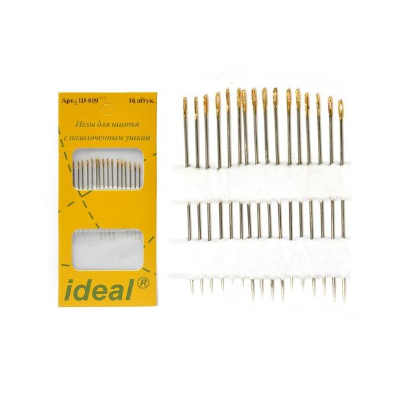 Иглы ручные с позолоченным ушком уп.16 игл (0340-0009)