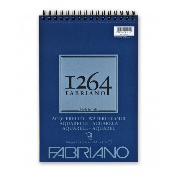 Альбом для акварели с бумагой холодного прессования 300 г/м², 21х29.7 см, на спирали, Fabriano 19100649