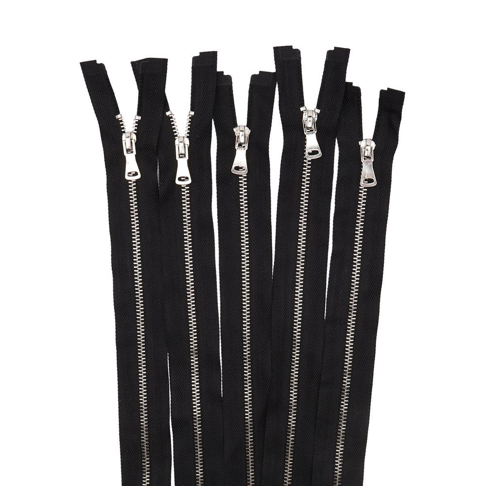 Молния металл Т3 (3 мм) 1 зам., разъем., 60 см, никель, 580 черный, 5 шт, 19060-1