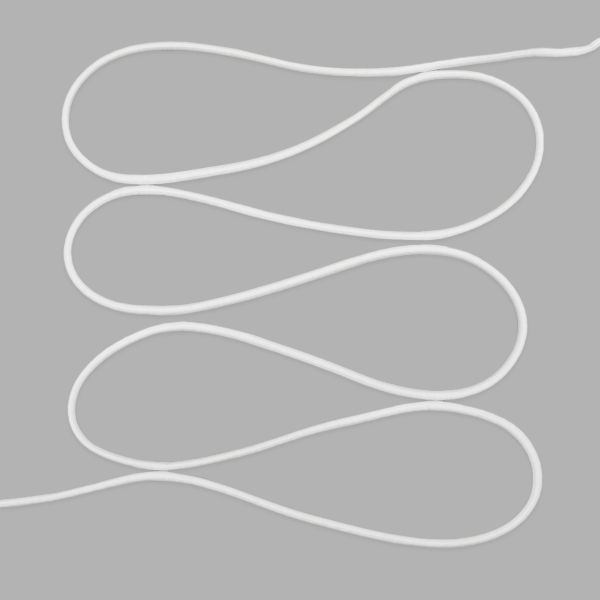 Резинка шляпная (шнур эластичный) ⌀3.0 мм / 30 метров, белый