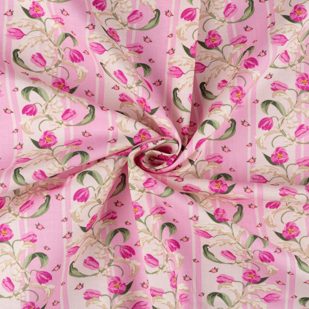 Ткань для пэчворка Peppy Весенний этюд, рулон 112 см / 5 метров, ВЭ-06 Панель розовый, Peppy