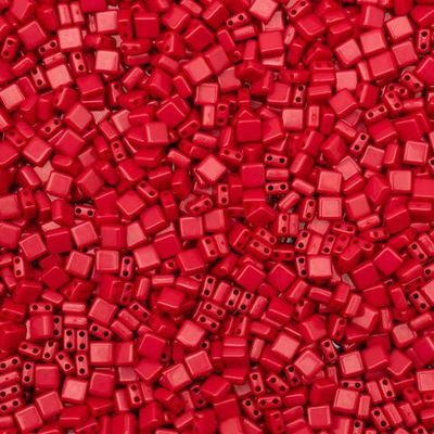 Бусины пластик 6х6х3 мм, 50 г, с двойным отверстием, плоский квадрат, 7 алый, Astra&Craft 7429