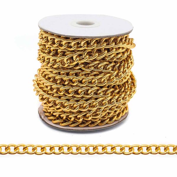 Цепь алюминиевая 14,2х10,3 мм, 10 м, золото