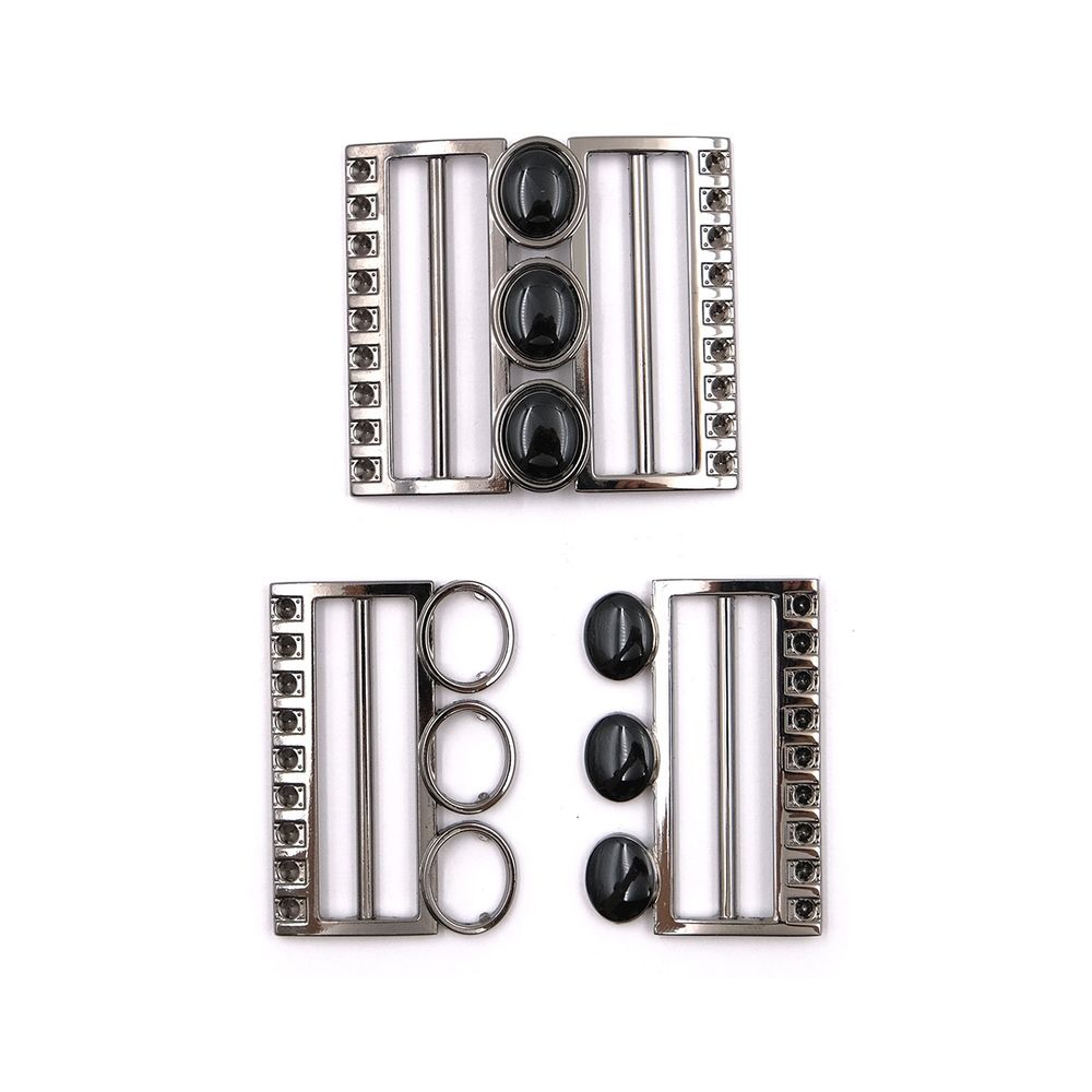 Пряжка-застежка 50 мм мет. эмаль чер.никель, 2 шт, BIG