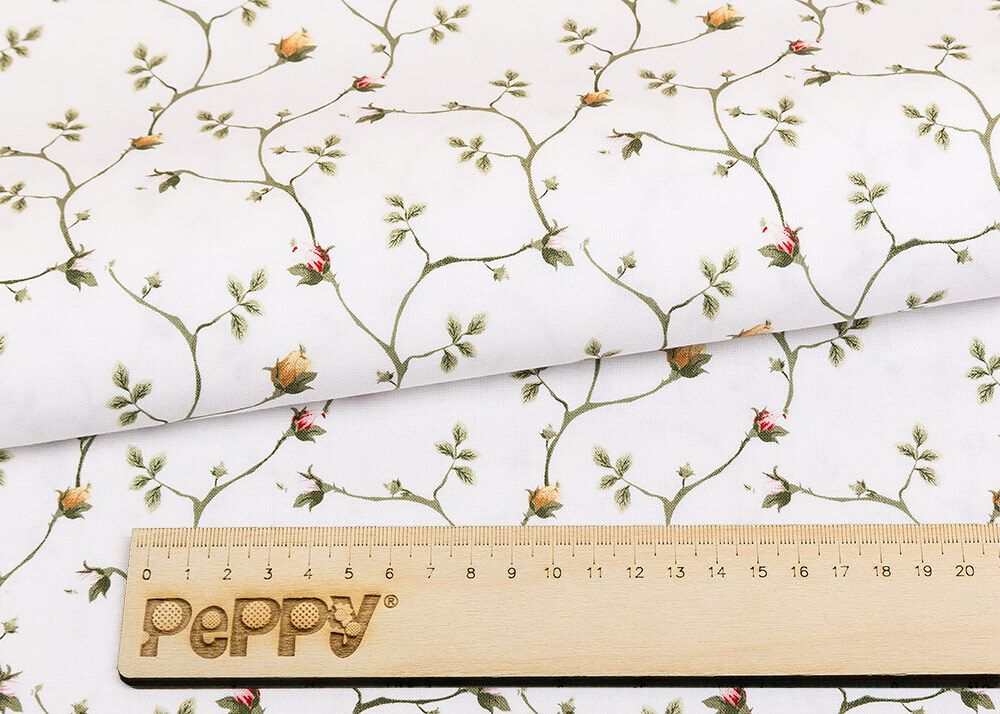 Ткань для пэчворка Peppy Версальские сады, рулон 112 см / 5 метров, ВС-06 белый, Peppy