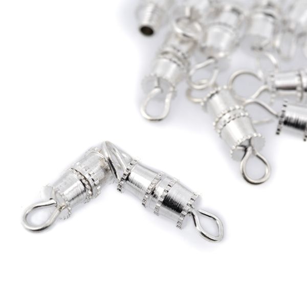 Замок винтовой для бус арт.MH.11193-2 цв.серебро 12х4мм уп.50 шт