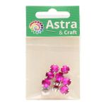 Хрустальные стразы в цапах круглой формы, фуксия 8 мм, 10 шт. Astra&Craft, РЦ009НН8