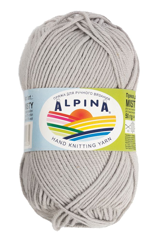 Пряжа Alpina Misty / уп.10 мот. по 50г, 105м, 16 св.серый