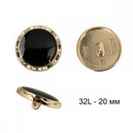 Пуговицы металлические на ножке 32L-20 мм, С-MP33 цв.золото/черный, 10 шт