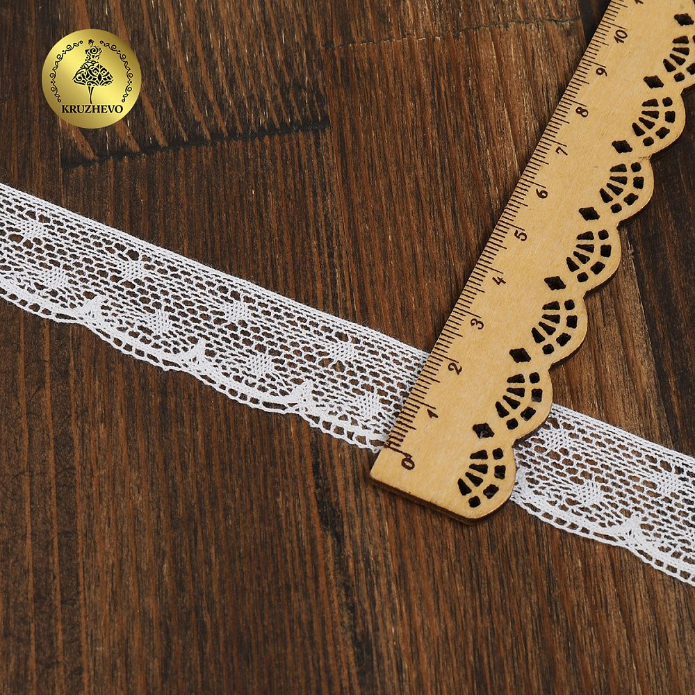 Кружево вязаное (тесьма) 25 мм / 10 метров, D1001, тонкая нить, цв.01 белый, Kruzhevo