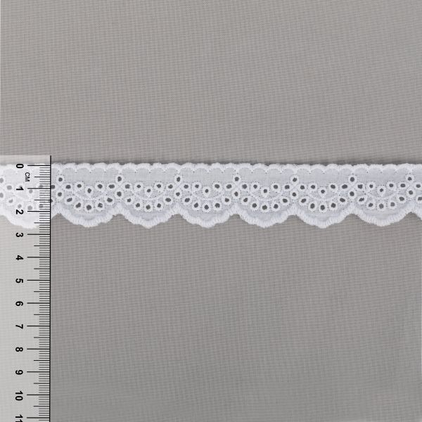 Кружево шитьё 28 мм / 9±0.2 метров, Турция, белый, Gamma GYEM-2801